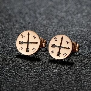 18 KT Rose Gold Over Titanium Compass Earrings
